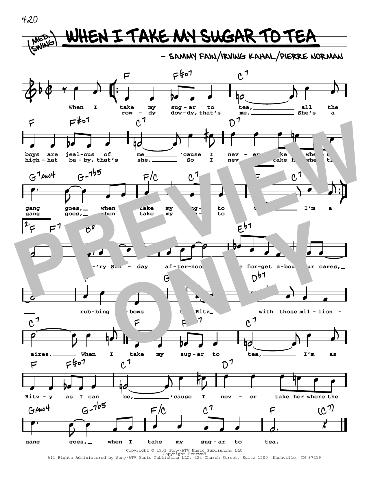 Learn to play Sammy Fain When I Take My Sugar To Tea (High Voice) sheet music for Real Book – Melody, Lyrics & Chords in minutes. Price: 5.9900$ Sammy Fain When I Take My Sugar To Tea (High Voice) sheet music notes and chords arranged for Real Book – Melody, Lyrics & Chords