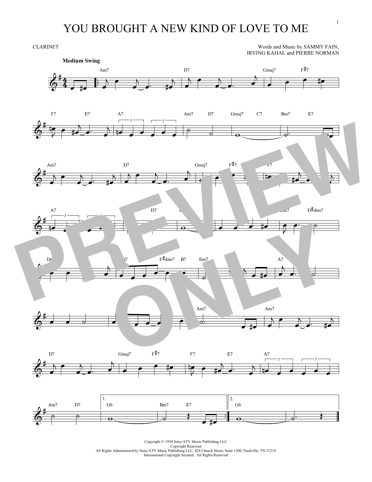 Sammy Fain You Brought A New Kind Of Love To Me sheet music notes and chords. Download Printable PDF.