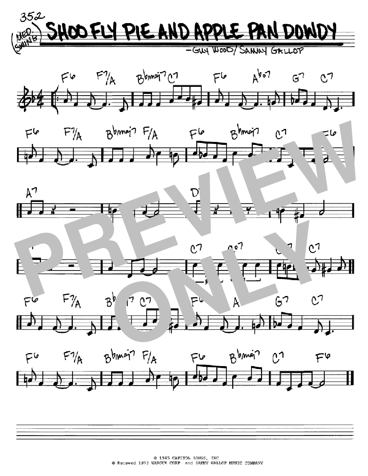 Sammy Gallop Shoo Fly Pie And Apple Pan Dowdy sheet music notes and chords arranged for Real Book – Melody & Chords – C Instruments