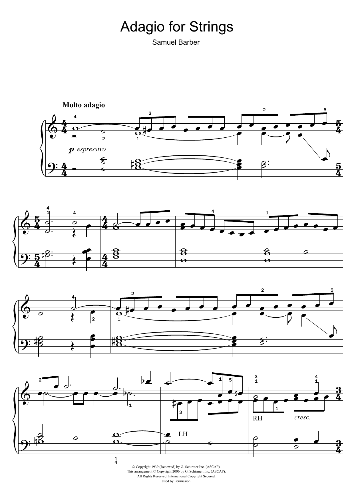 Samuel Barber Adagio For Strings Op. 11 sheet music notes and chords. Download Printable PDF.