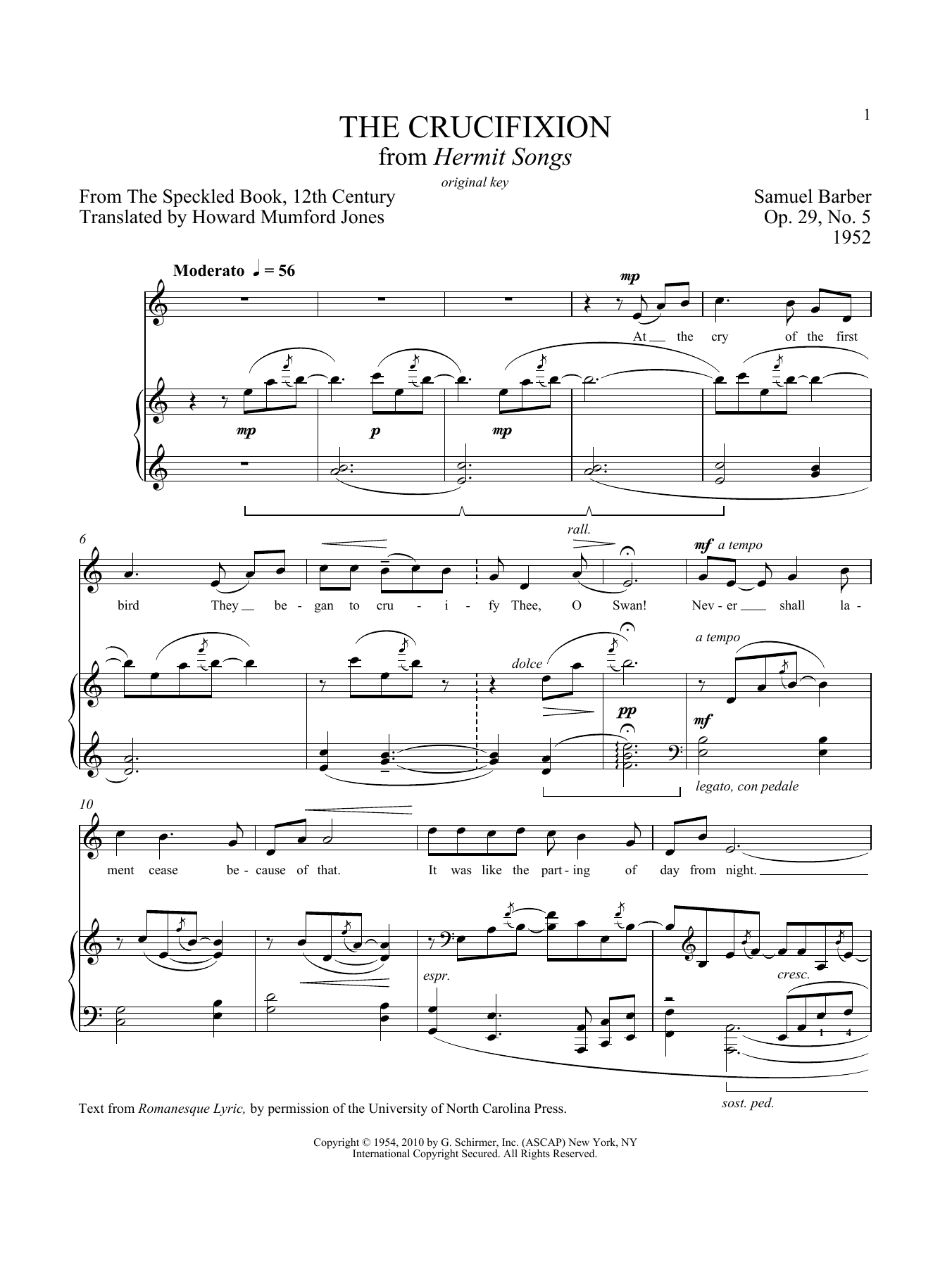 Samuel Barber The Crucifixion sheet music notes and chords. Download Printable PDF.