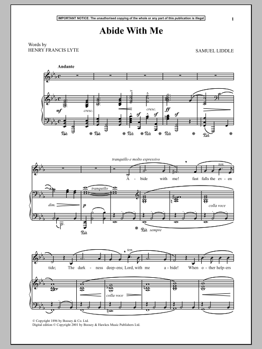Learn to play Samuel Liddle Abide With Me sheet music for Piano & Vocal in minutes. Price: 6.9900$ Samuel Liddle Abide With Me sheet music notes and chords arranged for Piano & Vocal