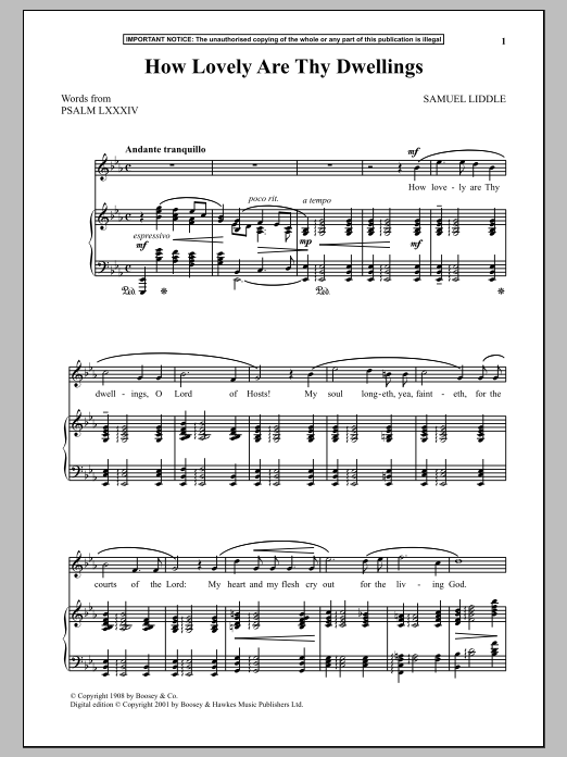 Samuel Liddle How Lovely Are Thy Dwellings sheet music notes and chords. Download Printable PDF.