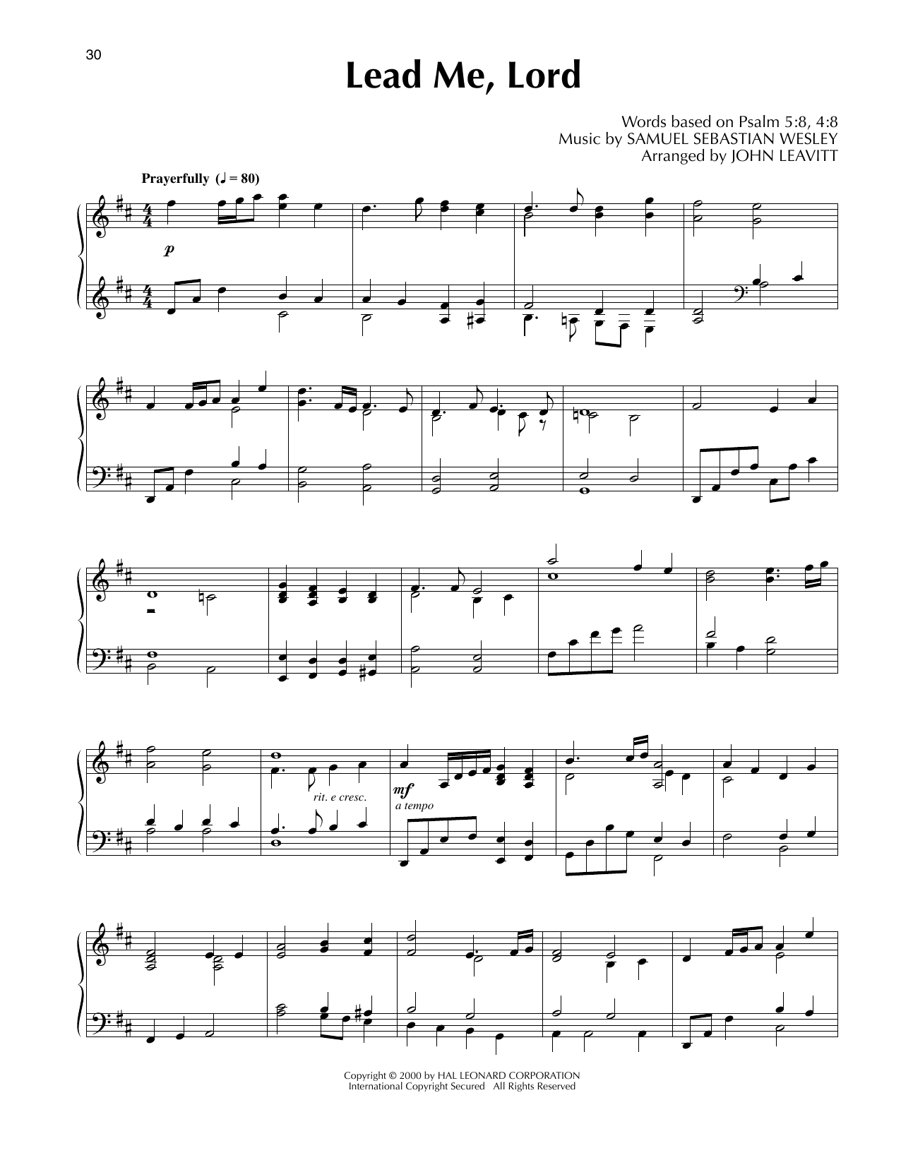 Samuel Sebastian Wesley Lead Me, Lord (arr. John Leavitt) sheet music notes and chords. Download Printable PDF.