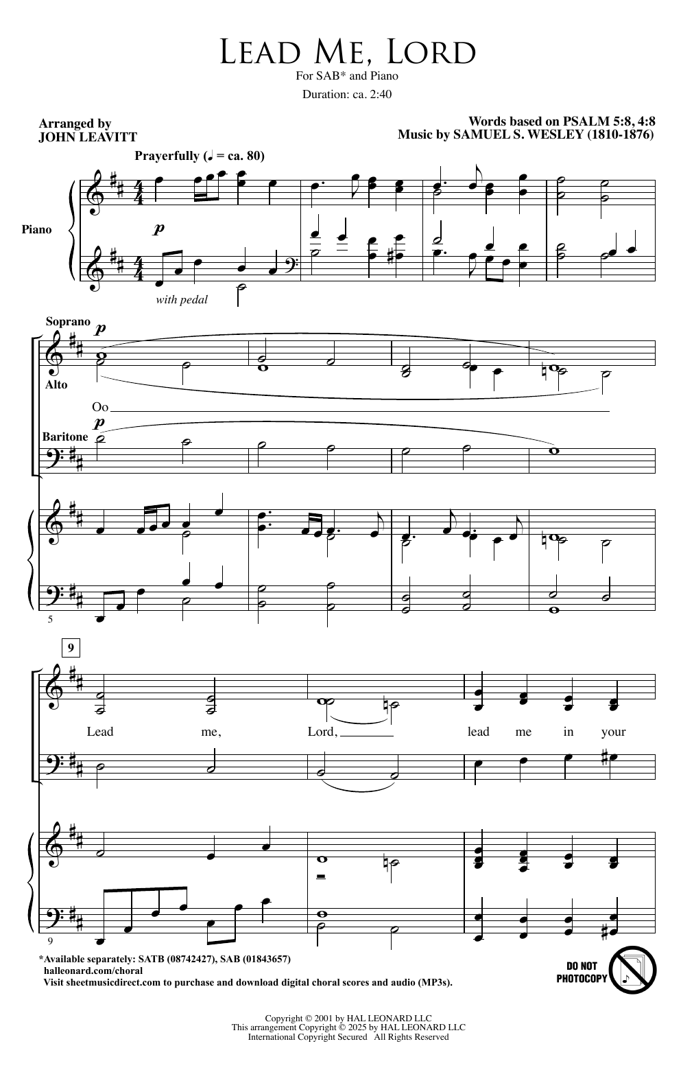 Learn to play Samuel Wesley Lead Me, Lord (arr. John Leavitt) sheet music for SAB Choir in minutes. Price: 3.9900$ Samuel Wesley Lead Me, Lord (arr. John Leavitt) sheet music notes and chords arranged for SAB Choir