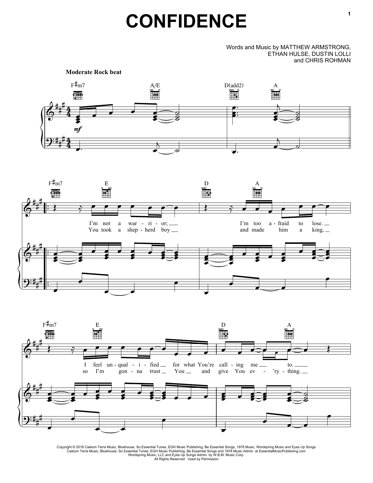 Sanctus Real Confidence sheet music notes and chords. Download Printable PDF.