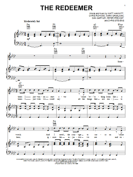 Learn to play Sanctus Real The Redeemer sheet music for Piano, Vocal & Guitar Chords (Right-Hand Melody) in minutes. Price: 7.8900$ Sanctus Real The Redeemer sheet music notes and chords arranged for Piano, Vocal & Guitar Chords (Right-Hand Melody)