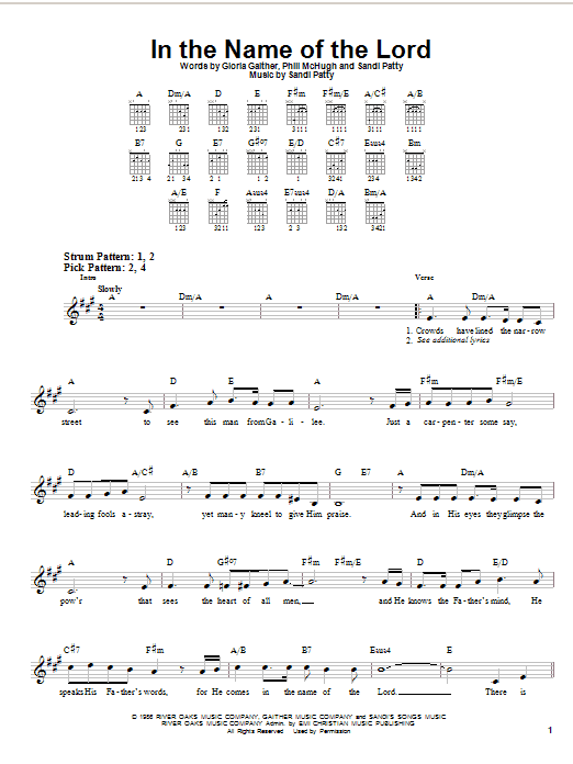 Sandi Patty In The Name Of The Lord sheet music notes and chords. Download Printable PDF.