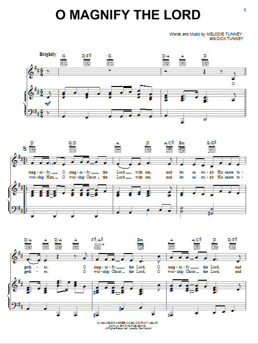 Learn to play Sandi Patty O Magnify The Lord sheet music for Piano, Vocal & Guitar Chords (Right-Hand Melody) in minutes. Price: 6.9900$ Sandi Patty O Magnify The Lord sheet music notes and chords arranged for Piano, Vocal & Guitar Chords (Right-Hand Melody)