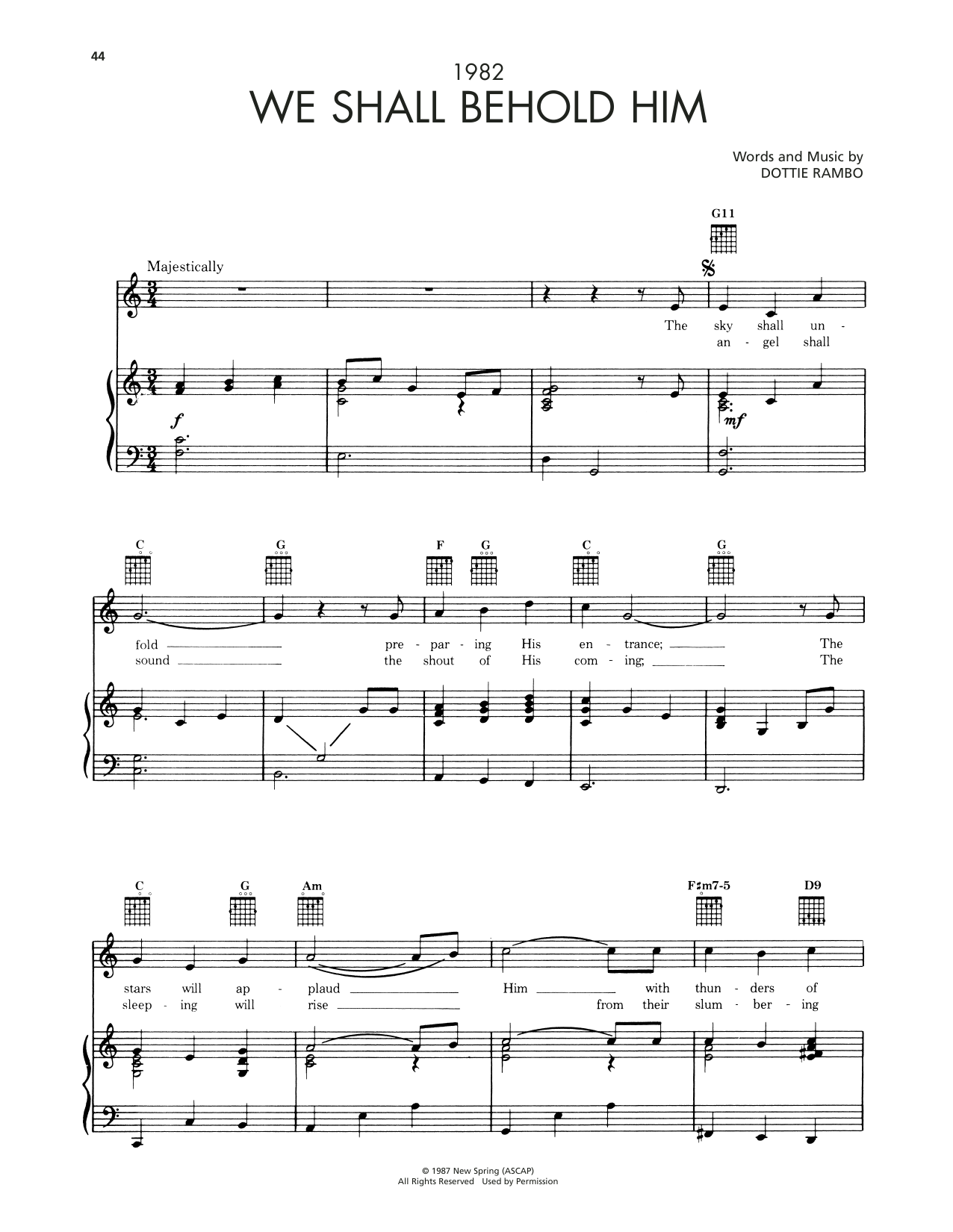 Sandi Patty We Shall Behold Him sheet music notes and chords. Download Printable PDF.