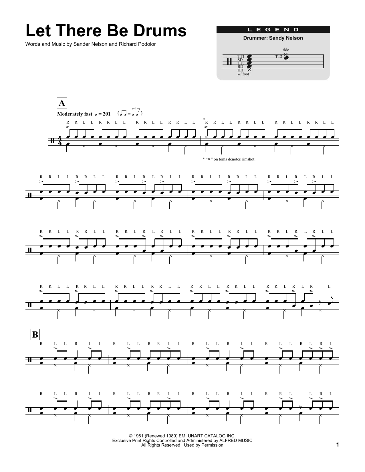 Sander Nelson Let There Be Drums sheet music notes and chords. Download Printable PDF.