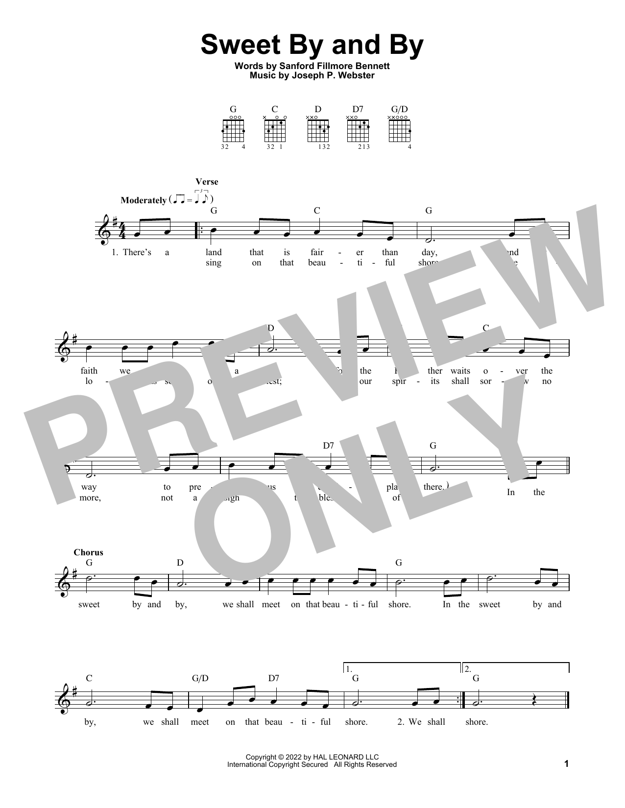 Sanford Fillmore Bennett Sweet By And By sheet music notes and chords. Download Printable PDF.