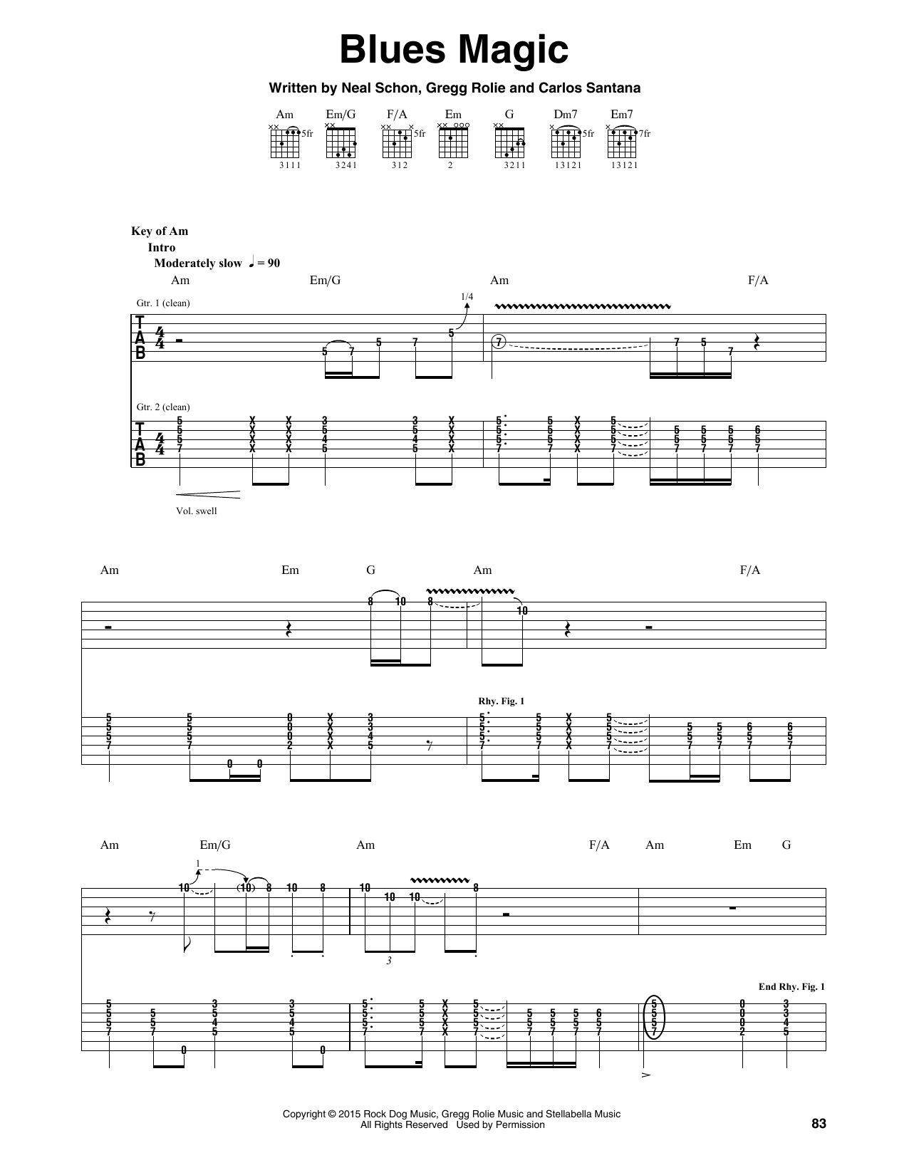 Santana Blues Magic sheet music notes and chords. Download Printable PDF.