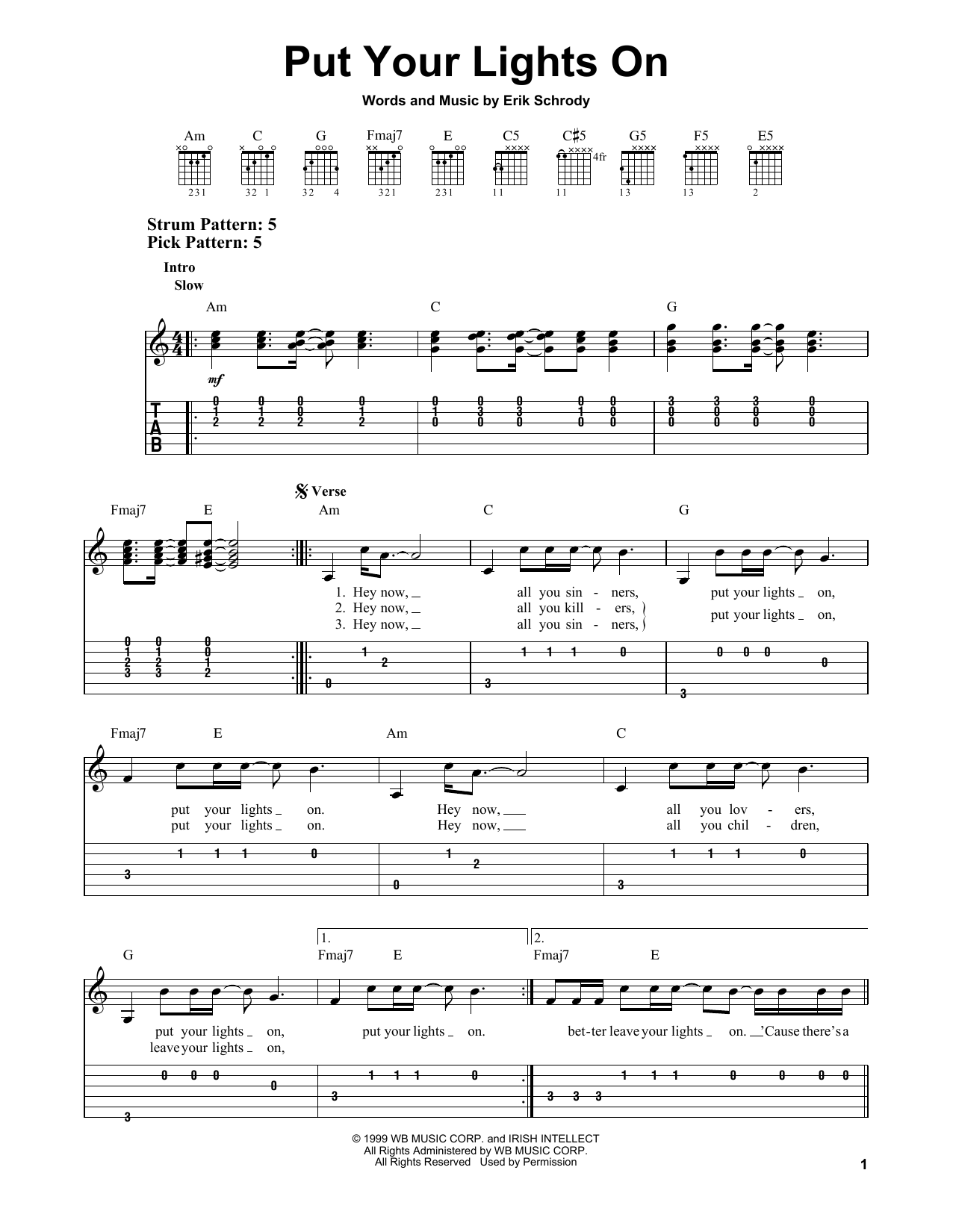 Santana Put Your Lights On (feat. Everlast) sheet music notes and chords. Download Printable PDF.