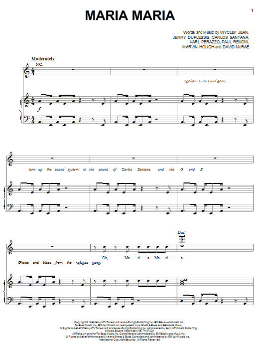 Santana Maria Maria (feat. The Product G&B) sheet music notes and chords. Download Printable PDF.