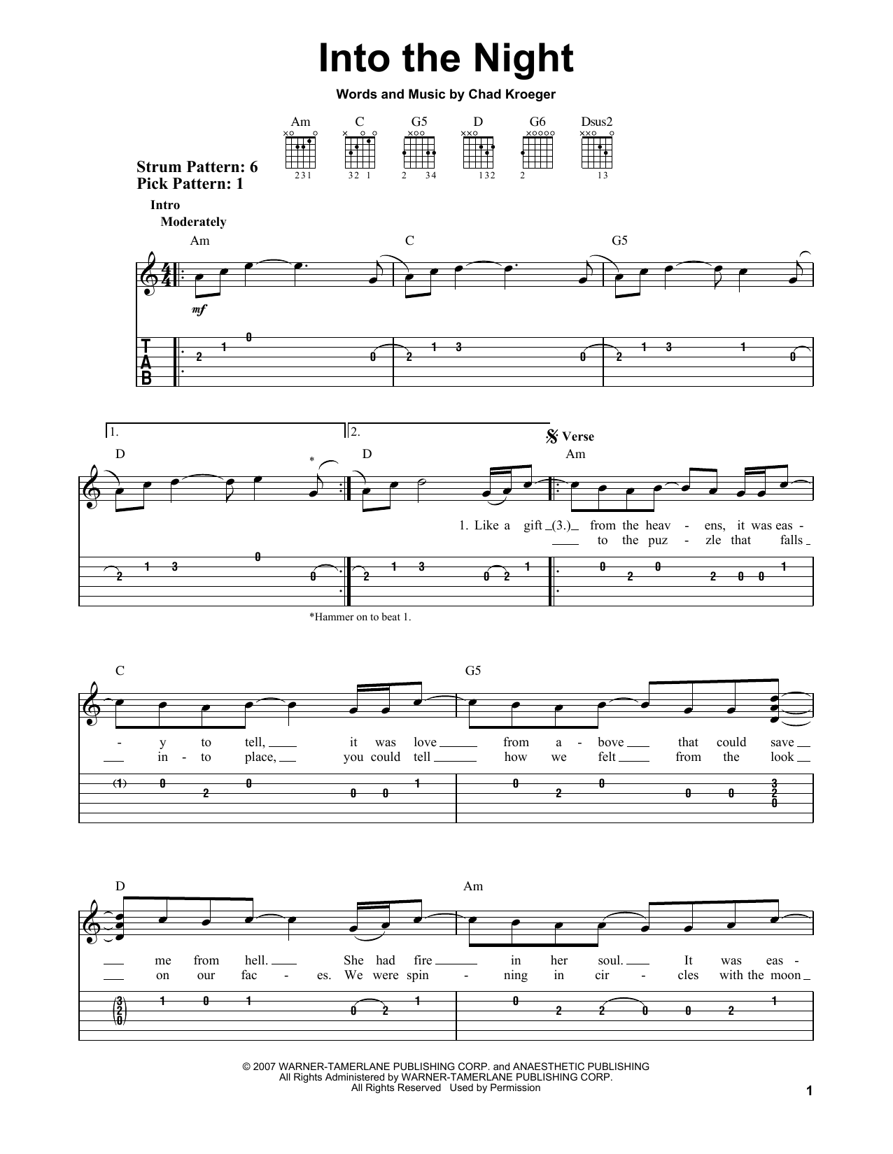 Santana Into The Night sheet music notes and chords. Download Printable PDF.