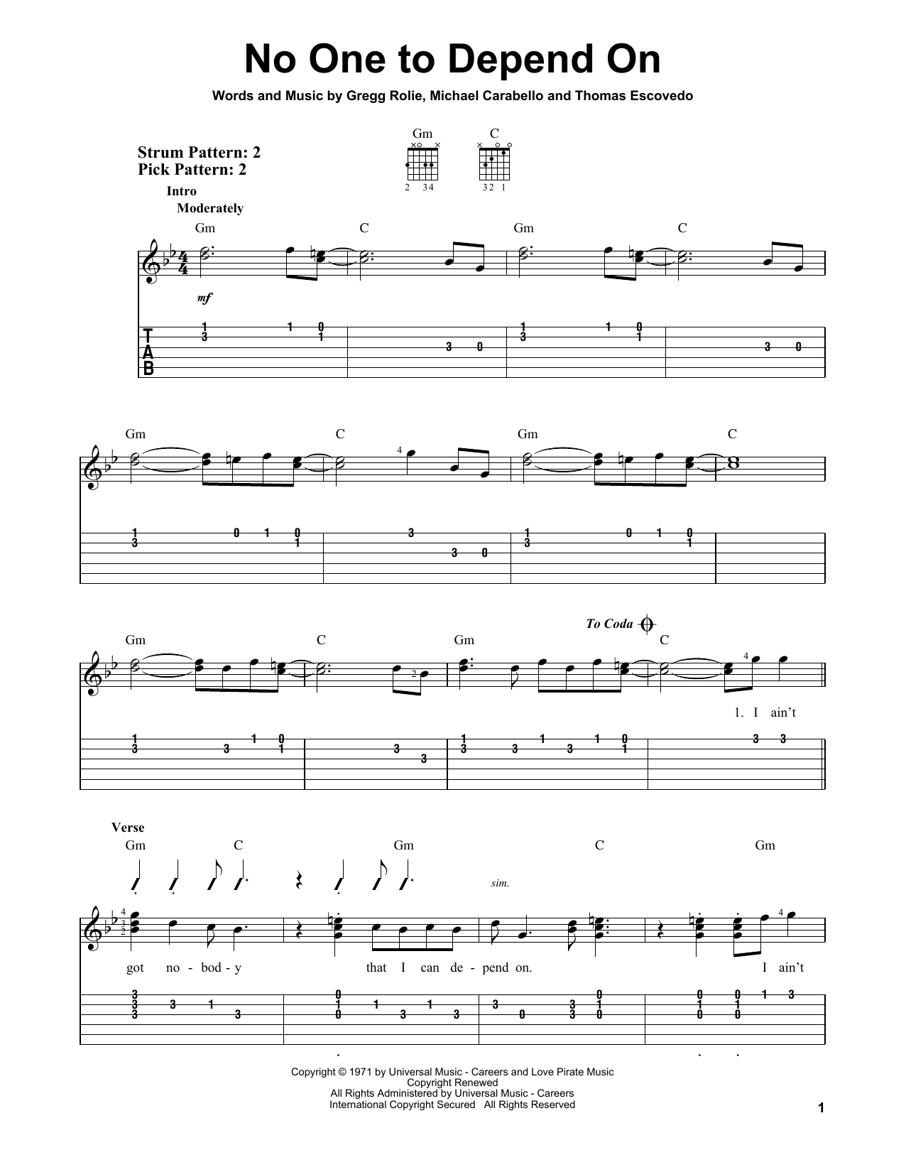 Santana No One To Depend On sheet music notes and chords. Download Printable PDF.