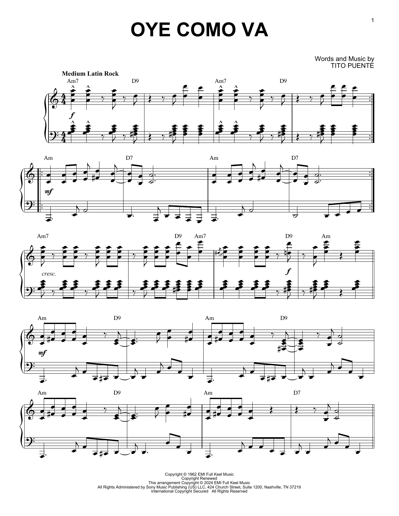 Santana Oye Como Va (arr. Brent Edstrom) sheet music notes and chords. Download Printable PDF.