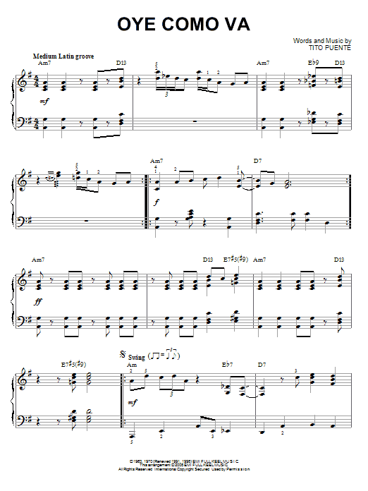 Santana Oye Como Va [Jazz version] (arr. Brent Edstrom) sheet music notes and chords. Download Printable PDF.