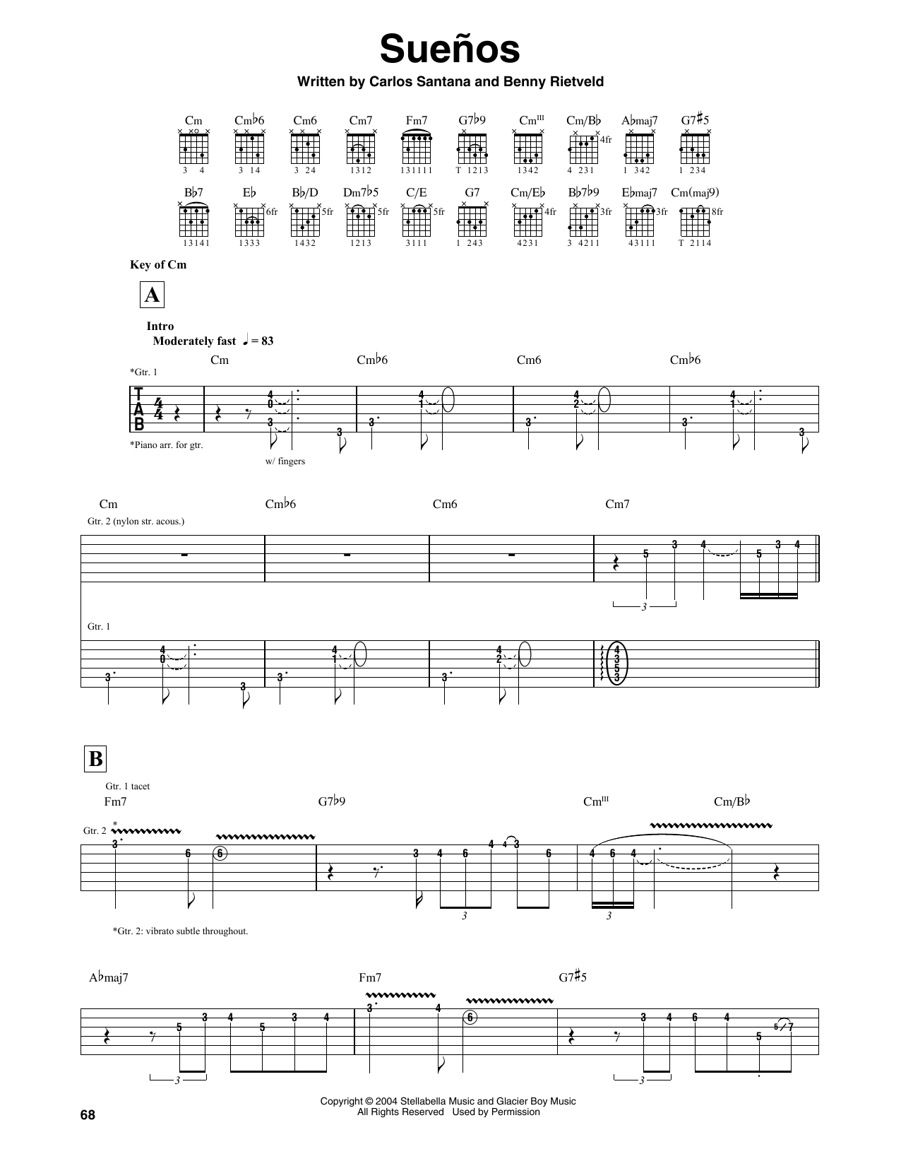 Santana Suenos sheet music notes and chords. Download Printable PDF.