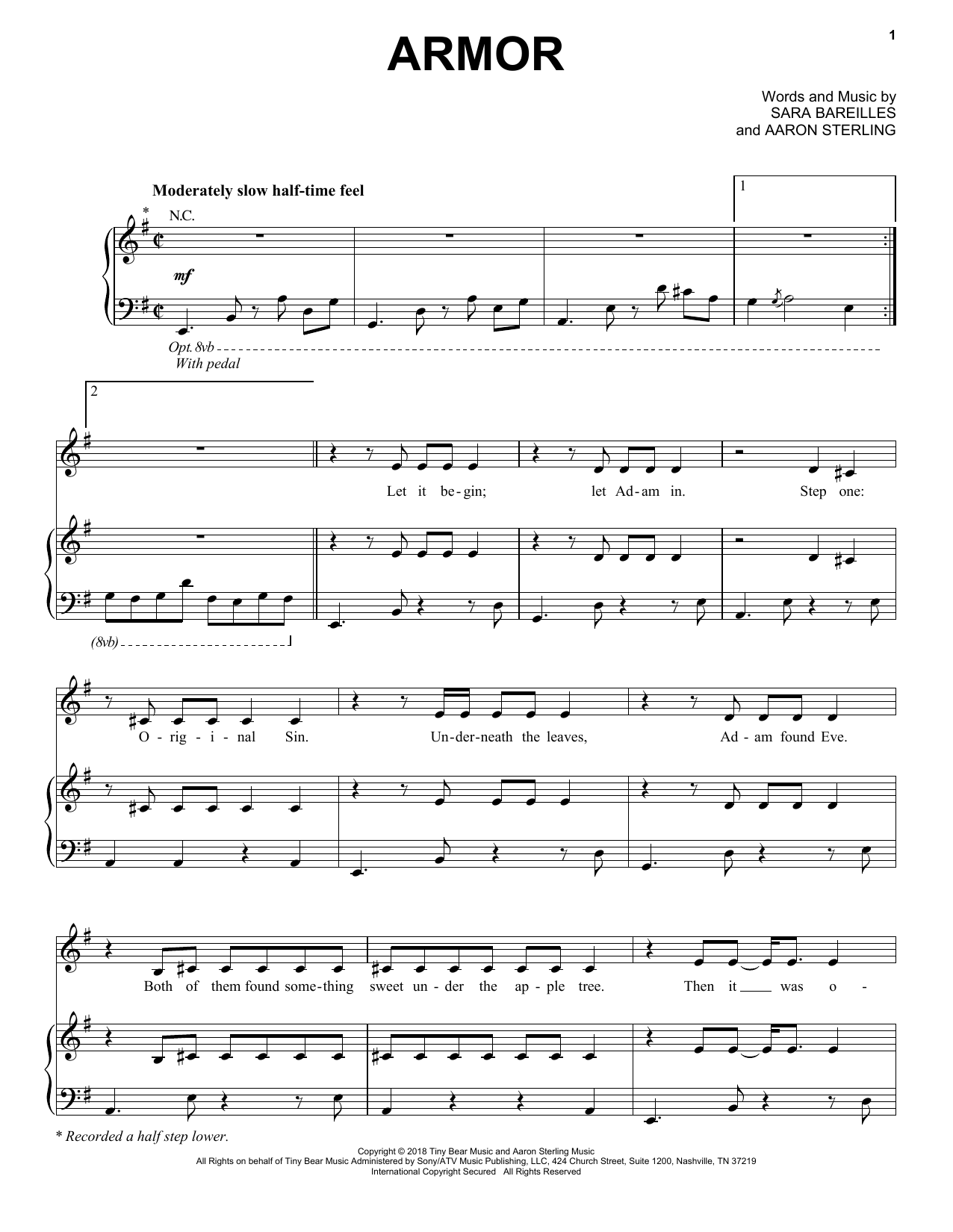 Learn to play Sara Bareilles Armor sheet music for Piano, Vocal & Guitar Chords (Right-Hand Melody) in minutes. Price: 7.8900$ Sara Bareilles Armor sheet music notes and chords arranged for Piano, Vocal & Guitar Chords (Right-Hand Melody)