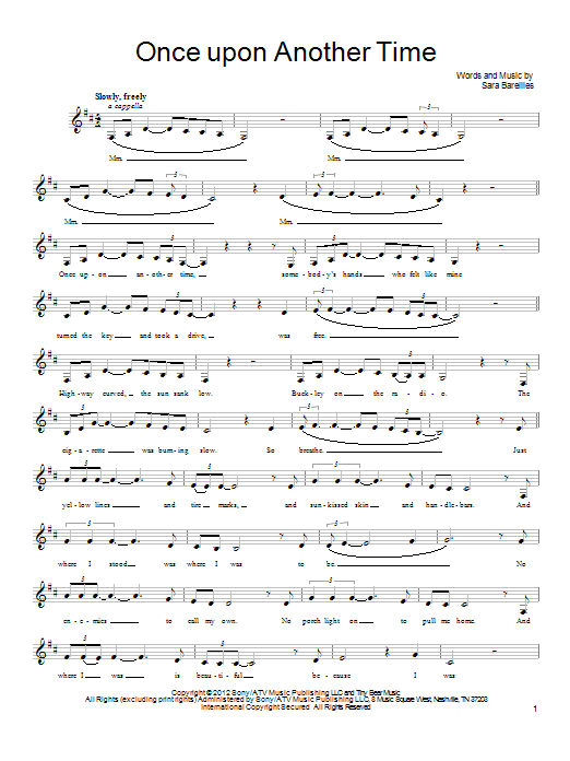 Sara Bareilles Once Upon Another Time sheet music notes and chords. Download Printable PDF.