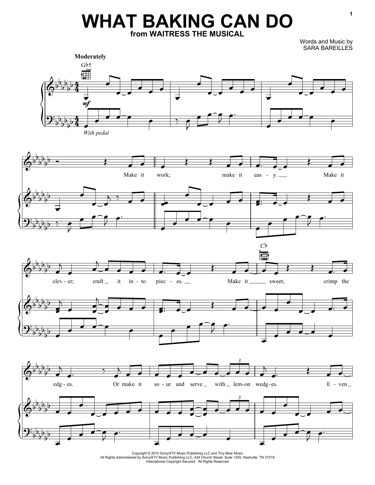 Sara Bareilles What Baking Can Do (from Waitress The Musical) sheet music notes and chords. Download Printable PDF.