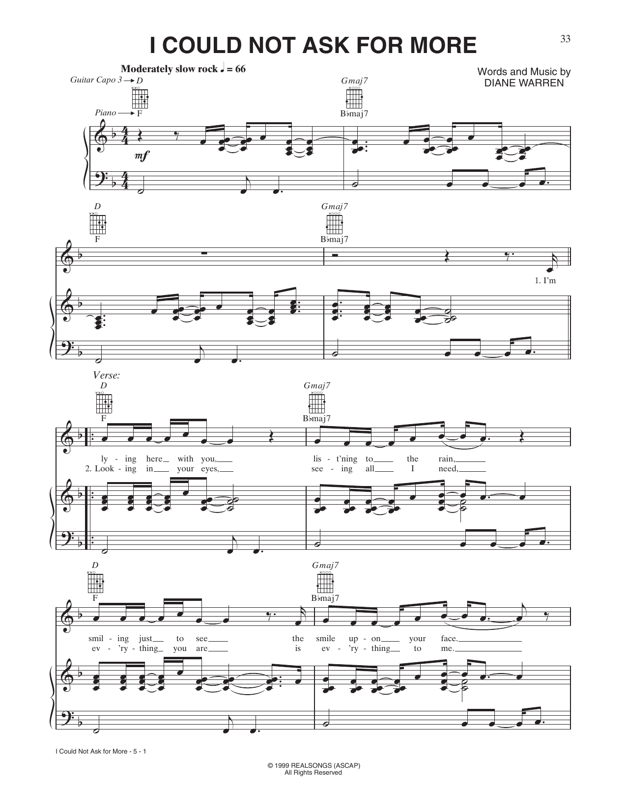 Sara Evans I Could Not Ask For More sheet music notes and chords. Download Printable PDF.