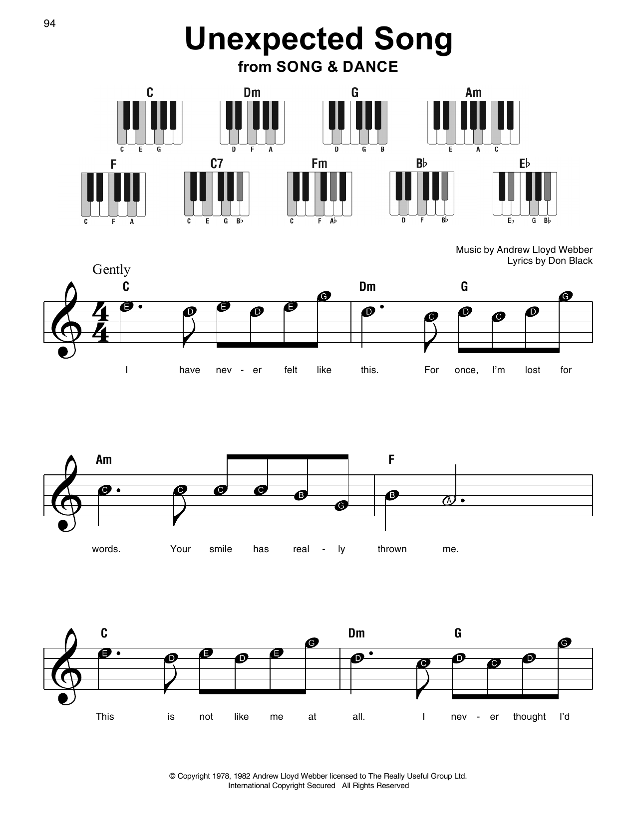 Sarah Brightman Unexpected Song (from Song & Dance) sheet music notes and chords. Download Printable PDF.