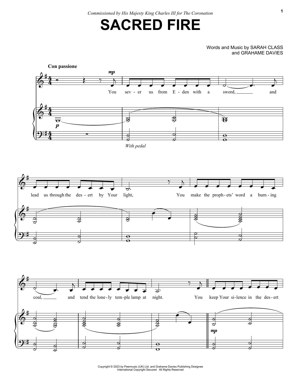 Sarah Class Sacred Fire sheet music notes and chords. Download Printable PDF.