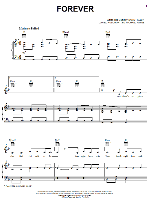 Learn to play Sarah Kelly Forever sheet music for Piano, Vocal & Guitar Chords (Right-Hand Melody) in minutes. Price: 7.8900$ Sarah Kelly Forever sheet music notes and chords arranged for Piano, Vocal & Guitar Chords (Right-Hand Melody)
