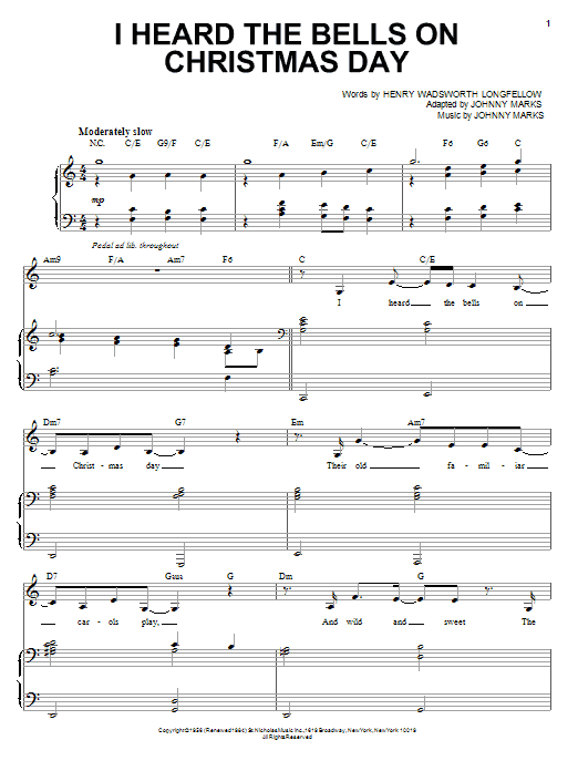 Sarah McLachlan I Heard The Bells On Christmas Day sheet music notes and chords. Download Printable PDF.