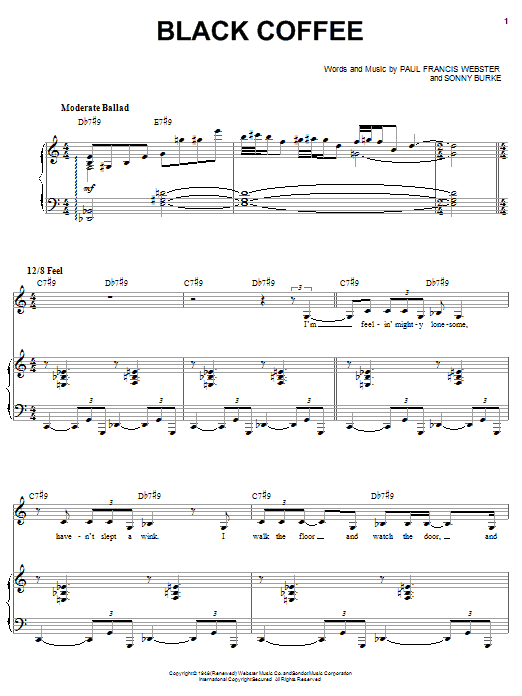 Sarah Vaughan Black Coffee sheet music notes and chords. Download Printable PDF.