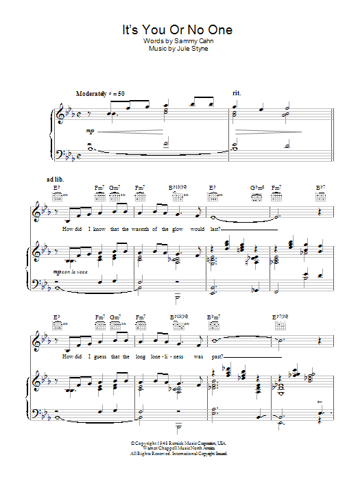 Learn to play Sarah Vaughan It's You Or No One sheet music for Piano, Vocal & Guitar Chords in minutes. Price: 7.8900$ Sarah Vaughan It's You Or No One sheet music notes and chords arranged for Piano, Vocal & Guitar Chords