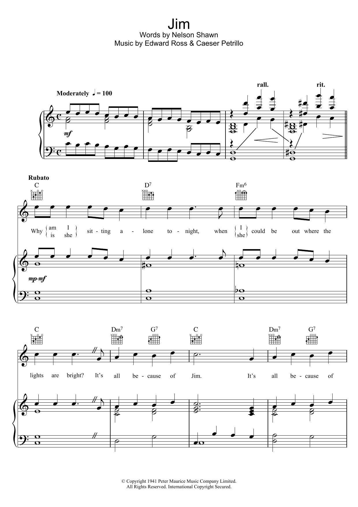 Sarah Vaughan Jim sheet music notes and chords. Download Printable PDF.