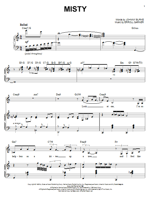 Sarah Vaughan Misty sheet music notes and chords. Download Printable PDF.