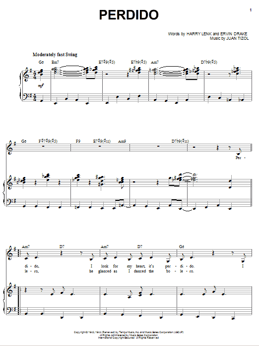 Learn to play Sarah Vaughan Perdido sheet music for Piano & Vocal in minutes. Price: 7.8900$ Sarah Vaughan Perdido sheet music notes and chords arranged for Piano & Vocal