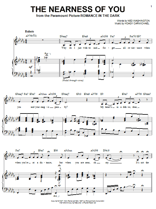 Sarah Vaughan The Nearness Of You sheet music notes and chords. Download Printable PDF.