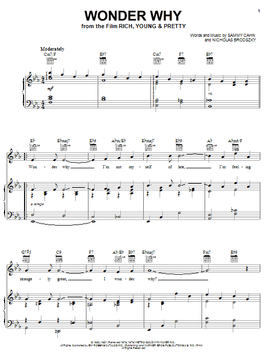 Learn to play Sarah Vaughan Wonder Why sheet music for Piano, Vocal & Guitar Chords (Right-Hand Melody) in minutes. Price: 7.8900$ Sarah Vaughan Wonder Why sheet music notes and chords arranged for Piano, Vocal & Guitar Chords (Right-Hand Melody)