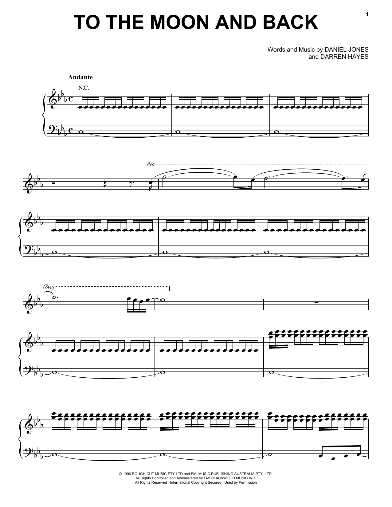 Learn to play Savage Garden To The Moon & Back sheet music for Piano, Vocal & Guitar Chords (Right-Hand Melody) in minutes. Price: 7.8900$ Savage Garden To The Moon & Back sheet music notes and chords arranged for Piano, Vocal & Guitar Chords (Right-Hand Melody)