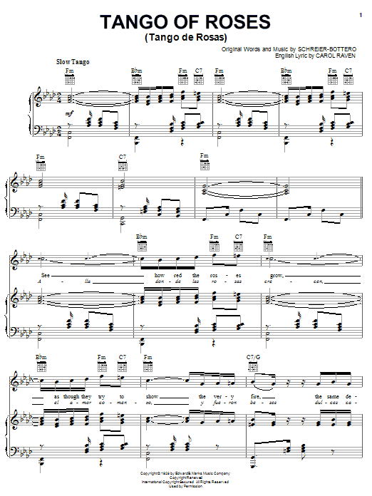 Schreier-Bottero Tango Of The Roses (Tango Delle Rose) sheet music notes and chords. Download Printable PDF.