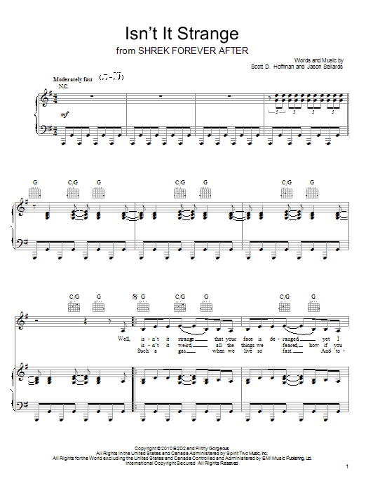Learn to play Scissor Sisters Isn't It Strange sheet music for Piano, Vocal & Guitar Chords (Right-Hand Melody) in minutes. Price: 7.8900$ Scissor Sisters Isn't It Strange sheet music notes and chords arranged for Piano, Vocal & Guitar Chords (Right-Hand Melody)