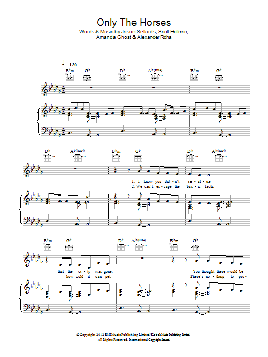 Learn to play Scissor Sisters Only The Horses sheet music for Piano, Vocal & Guitar Chords in minutes. Price: 7.8900$ Scissor Sisters Only The Horses sheet music notes and chords arranged for Piano, Vocal & Guitar Chords