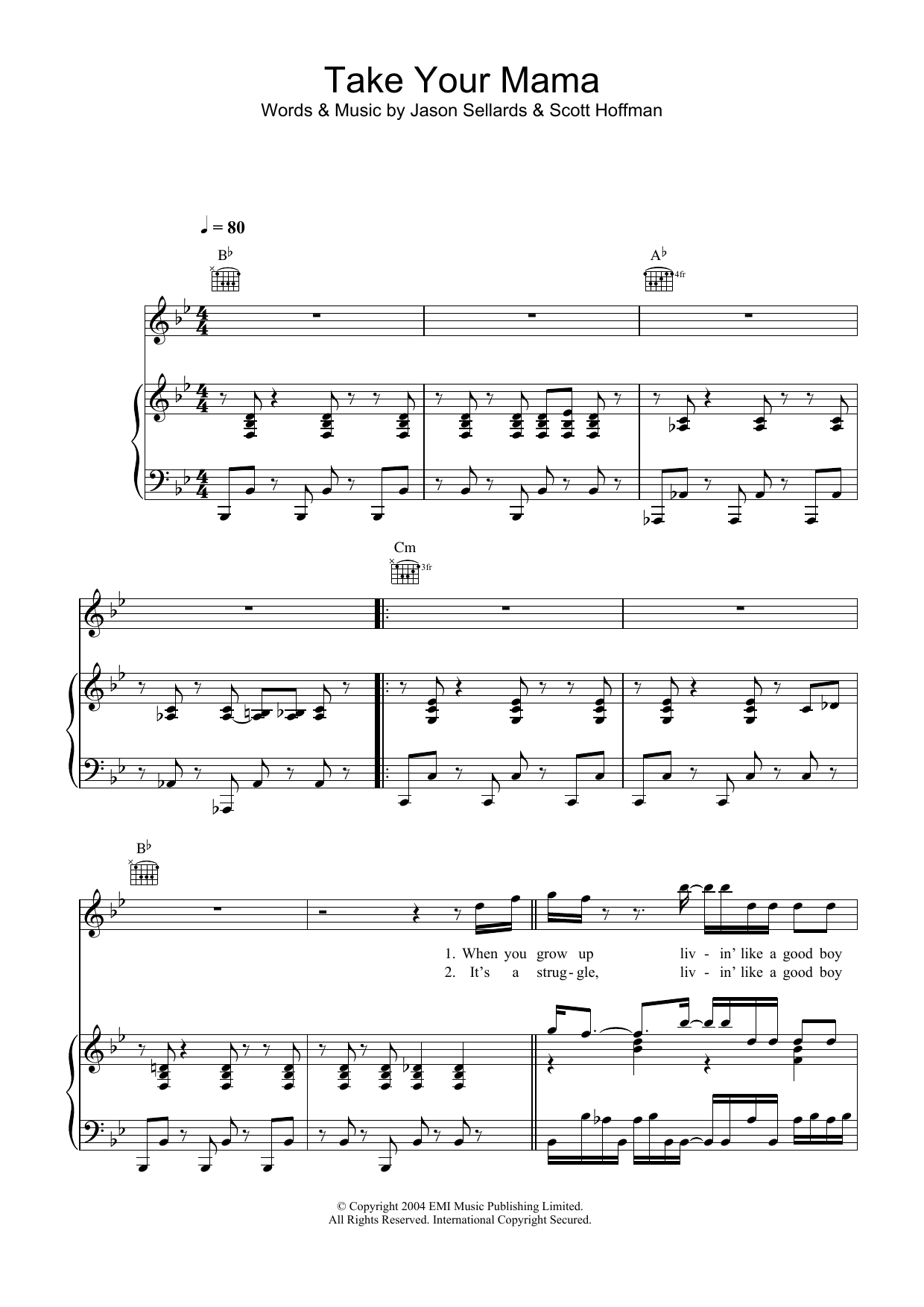 Scissor Sisters Take Your Mama sheet music notes and chords. Download Printable PDF.