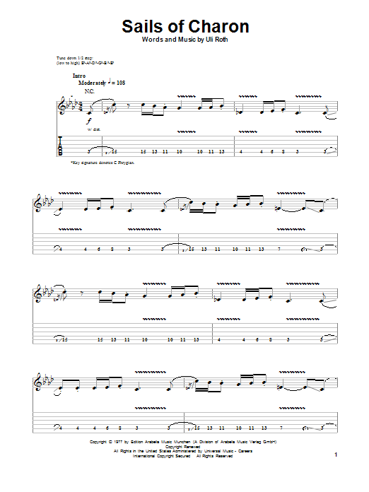 Scorpions Sails Of Charon sheet music notes and chords. Download Printable PDF.