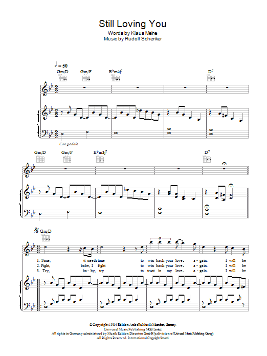 Scorpions Still Loving You sheet music notes and chords. Download Printable PDF.