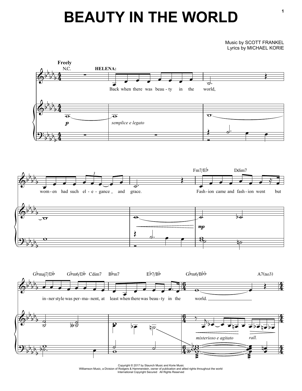 Learn to play Scott Frankel & Michael Korie Beauty In The World sheet music for Piano & Vocal in minutes. Price: 7.8900$ Scott Frankel & Michael Korie Beauty In The World sheet music notes and chords arranged for Piano & Vocal