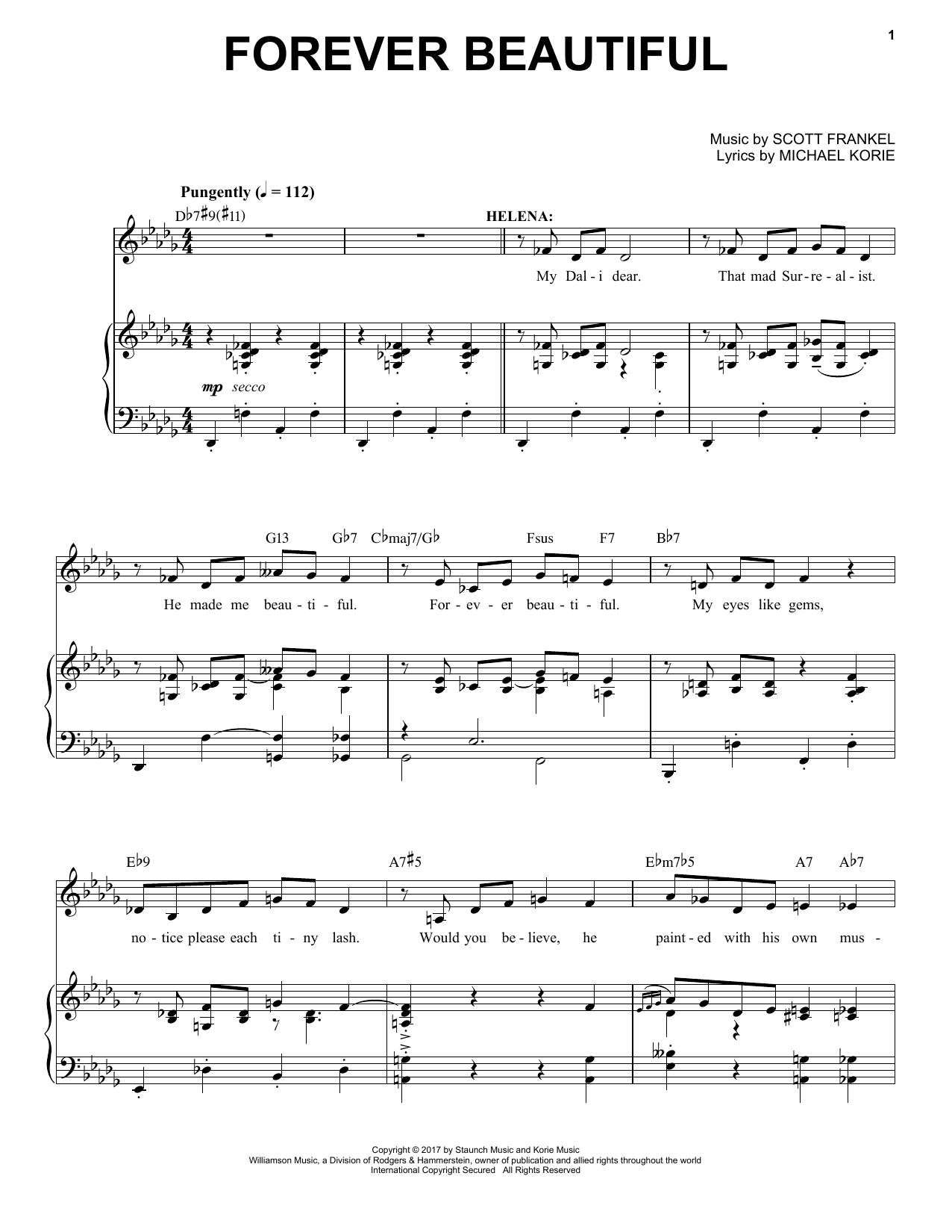 Learn to play Scott Frankel & Michael Korie Forever Beautiful sheet music for Piano & Vocal in minutes. Price: 7.8900$ Scott Frankel & Michael Korie Forever Beautiful sheet music notes and chords arranged for Piano & Vocal