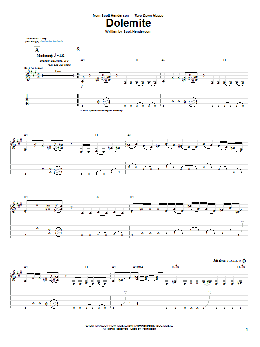 Scott Henderson Dolemite sheet music notes and chords. Download Printable PDF.