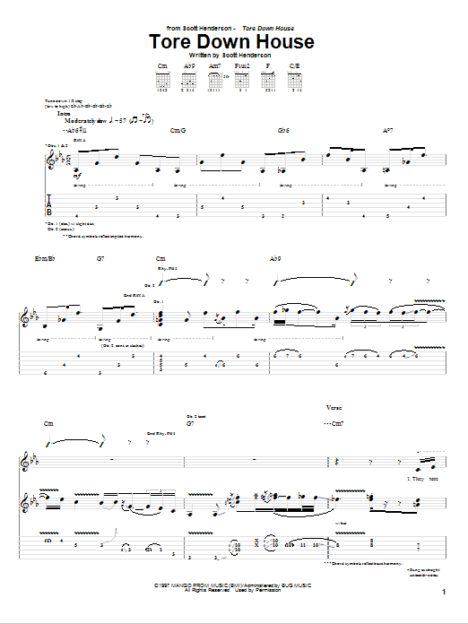 Scott Henderson Tore Down House sheet music notes and chords. Download Printable PDF.